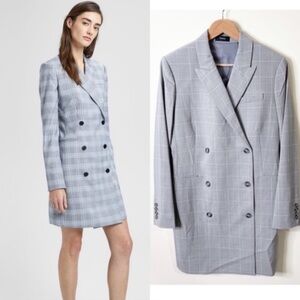 New! Theory Cyrus Grid Wool Blend Blazer Dress Size 8